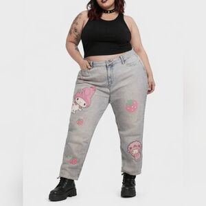 NWT My Melody Sanrio Hot Topic Mom Jeans Size 16